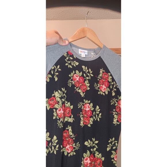 Women's LuLa Roe Gray Multi-Color Floral Jersey Shirt Polyester/ Spandex Size XS - Picture 4 of 4
